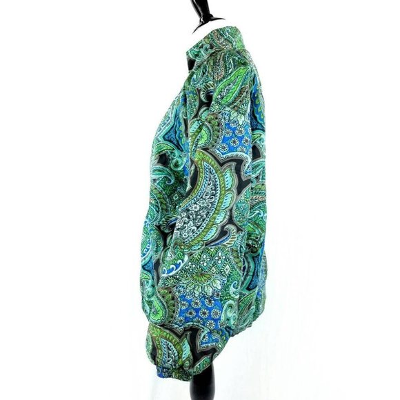 Vintage 80s Green Silk Quilted Paisley Oriental Jacket Womens Small - Picture 3 of 5